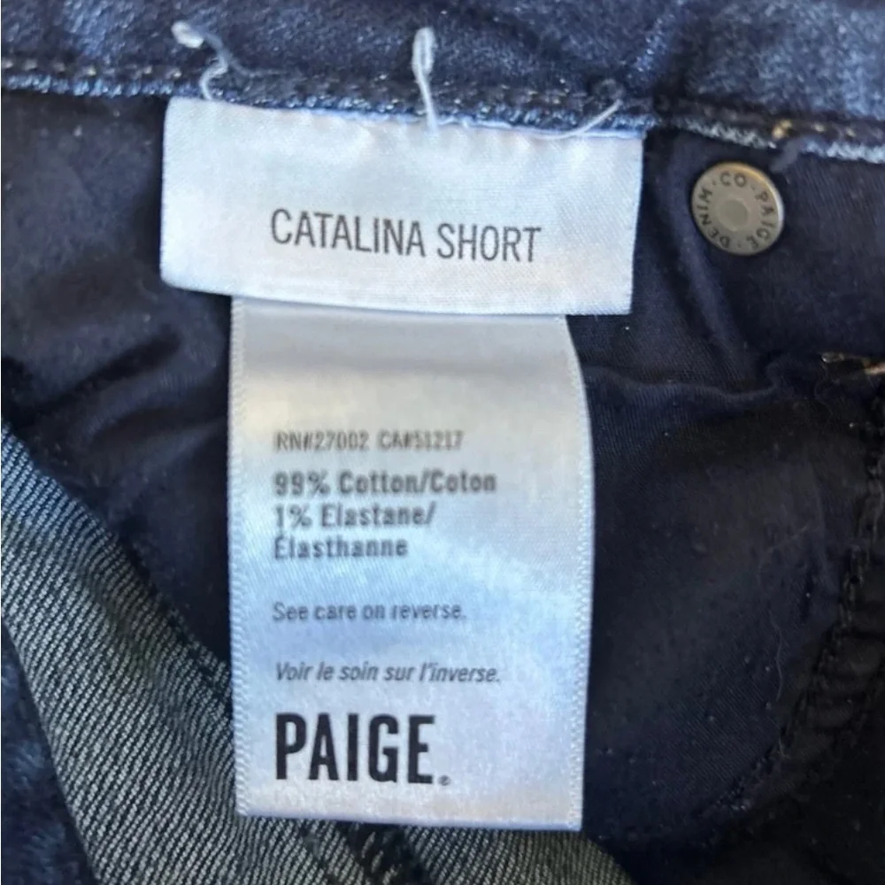 Paige Catalina Jean Shorts Dark Wash Low Rise